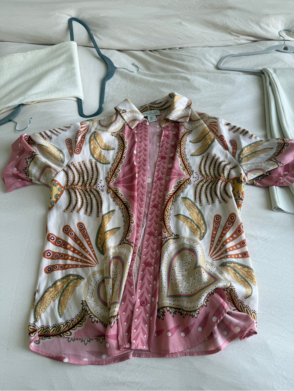 Rachel Zoe Pink Multicolor Printed Silk Blouse